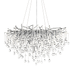Люстра подвесная с прозрачными стеклянными подвесками в форме капель Диаметр 80 см Droplet Chandelier варинант исполнения - 1 | Loft Concept в Орле