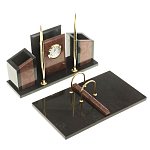 Настольный письменный набор из лемезита и змеевика с часами Royal Accessory варинант исполнения - 2 | Loft Concept в Орле