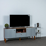 ТВ-тумба серая из массива бука с 2-мя дверками и ящиком Wenge Light варинант исполнения - 7 | Loft Concept в Орле