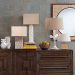 Настольная лампа с белым каркасом и тканевым абажуром Natural Stems варинант исполнения - 4 | Loft Concept в Орле