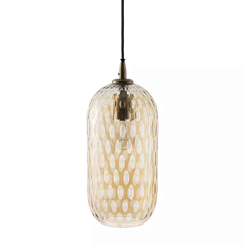 Подвесной светильник с плафоном из затемненного стекла с рельефным узором Glass lampshade with Relief Pattern Янтарный Подвесной светильник с плафоном из затемненного стекла с рельефным узором Glass lampshade with Relief Pattern Янтарный в Орле | Loft Concept