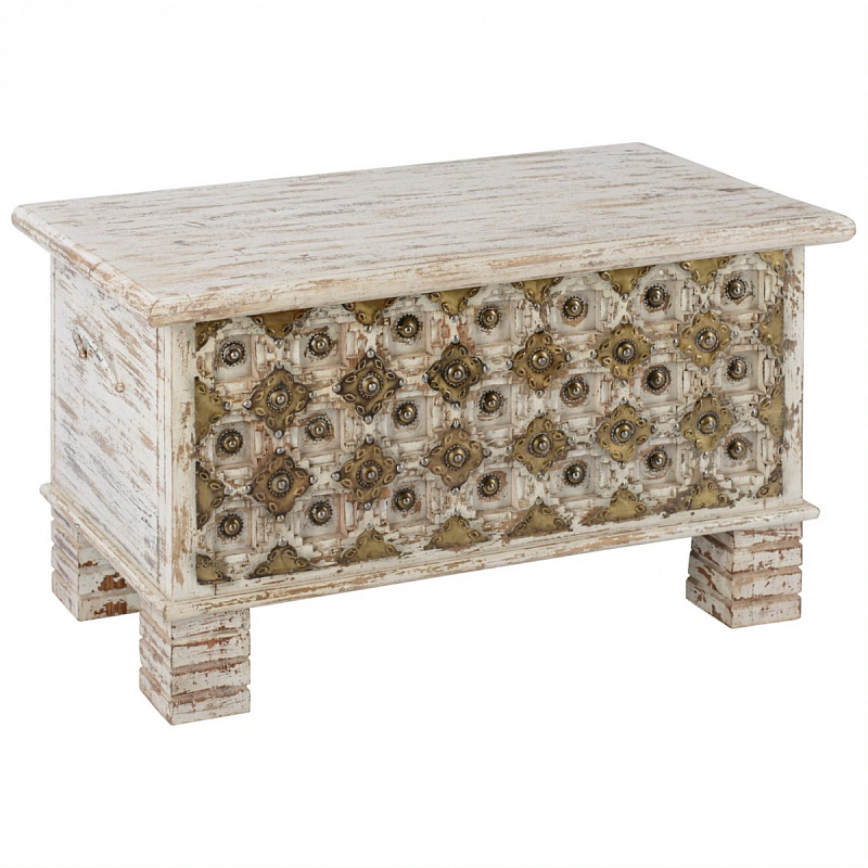Сундук Antique Indian chest with pearls Кремовый Винтажная латунь в Орле | Loft Concept 