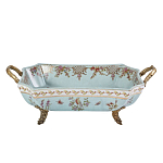 Блюдо прямоугольное из голубого фарфора с ручками и рисунком птиц и цветов Blue Garden варинант исполнения - 1 | Loft Concept в Орле