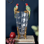 Ваза из прозрачного стекла с бронзовыми ножками и фигурками попугаев Eden Garden porcelain and bronze варинант исполнения - 1 | Loft Concept в Орле