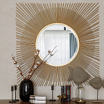 Зеркало-солнце круглое с золотыми лучам Sunrise варинант исполнения - 2 | Loft Concept в Орле