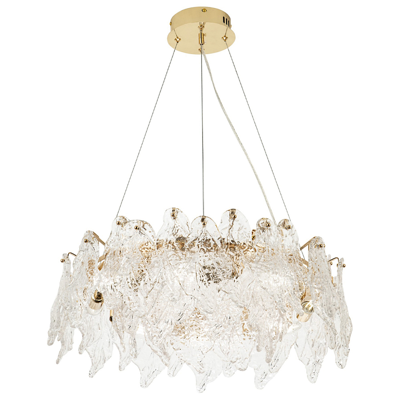 Люстра с декором из текстурированного стекла Textured Glass Chandelier 8 Золотой Прозрачное Стекло Люстра с декором из текстурированного стекла Textured Glass Chandelier 8 Золотой Прозрачное Стекло в Орле | Loft Concept
