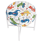 Пуф детский круглый с принтом на 4-х белых ножках Dinosaurs CHILDHOOD варинант исполнения - 3 | Loft Concept в Орле