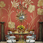 Обои с вышивкой ручной работы Deco Flowers Original colourway on wool sateen варинант исполнения - 1 | Loft Concept в Орле