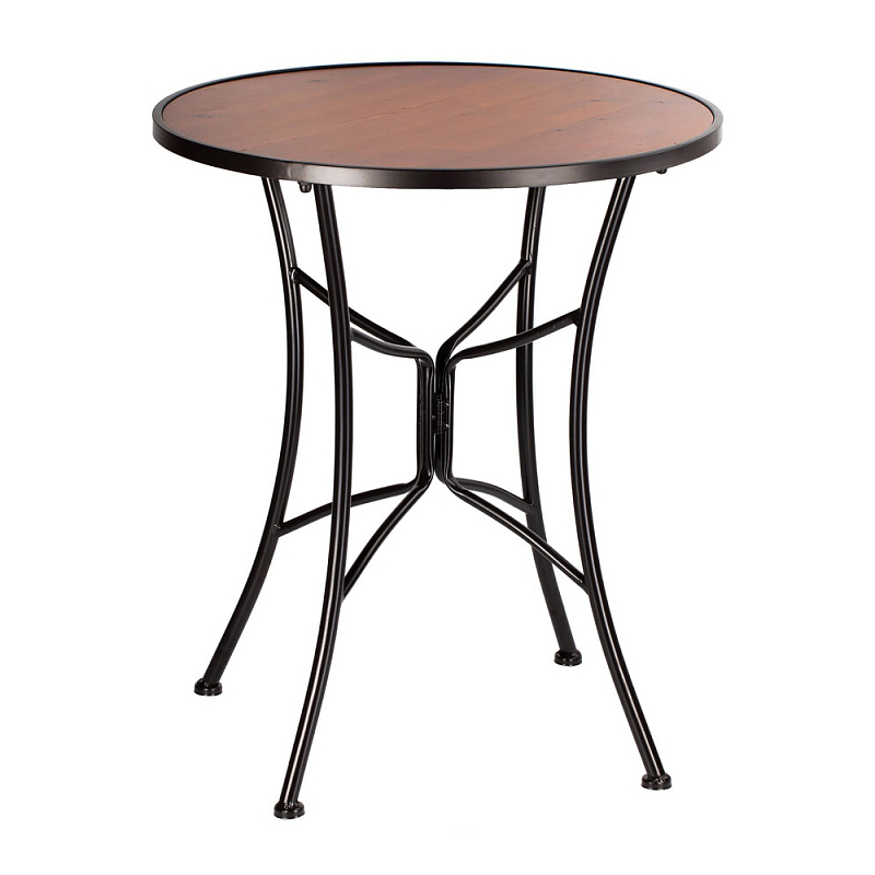 Столик приставной с круглой столешницей на металлическом черном основании Scenical Table Черный Коричневый в Орле | Loft Concept 