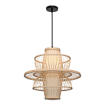 Подвесной светильник фигурный из деревянных прутьев с плафоном из натуральной ткани Light Inside the Cell варинант исполнения - 4 | Loft Concept в Орле