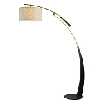 Торшер с изогнутой черной металлической ножкой и цилиндрическим абажуром из ткани Arched Metal Base  варинант исполнения - 1 | Loft Concept в Орле