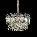 Круглая люстра с хрустальными подвесками на золотистом каркасе Gorgeous Crystal Light варинант исполнения - 1 | Loft Concept в Орле