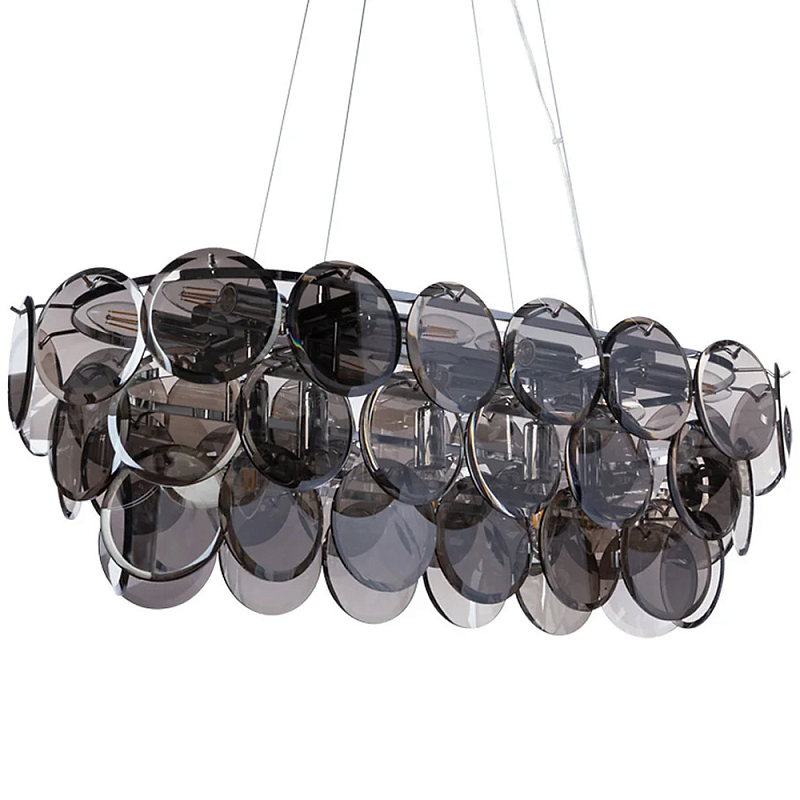 Люстра с круглыми стеклянными подвесками Cardiel Smok Glass Chandelier Стекло Смок Хром Люстра с круглыми стеклянными подвесками Cardiel Smok Glass Chandelier Стекло Смок Хром в Орле | Loft Concept