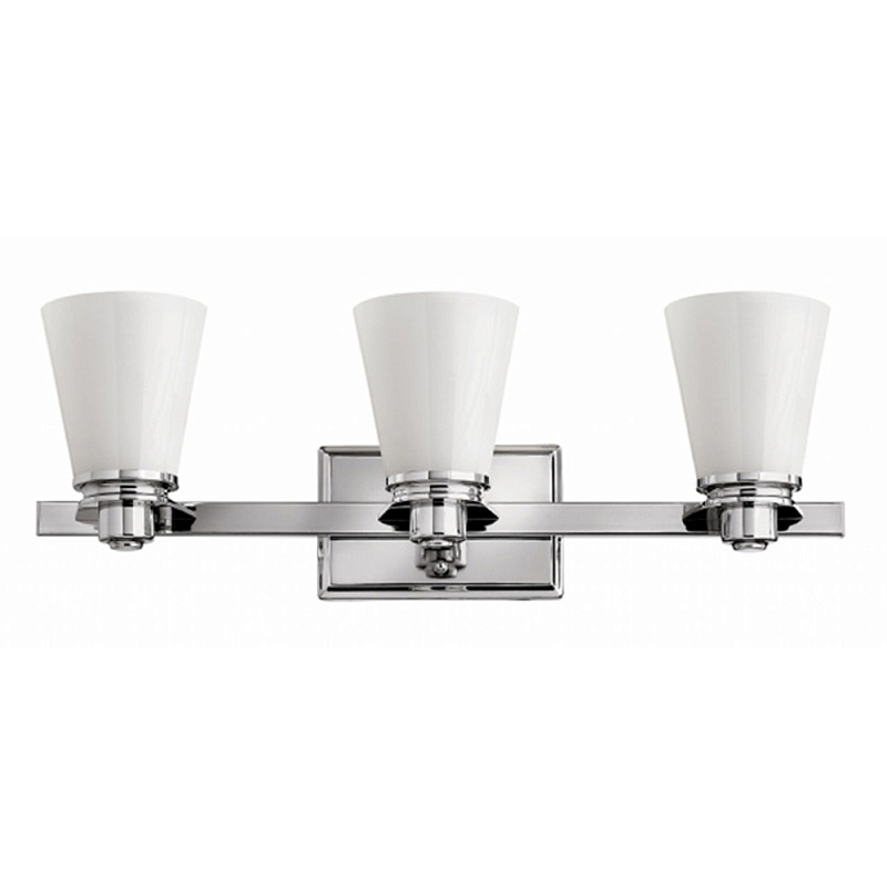 Бра для ванных комнат с белыми стеклянными конусными плафонами Hinkley Хром Белый в Орле | Loft Concept 