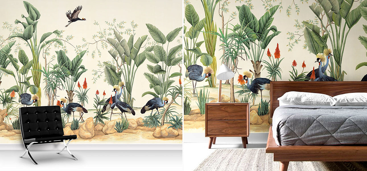 Обои ручная роспись African Cranes Обои ручная роспись African Cranes - Loft-Concept в Орле