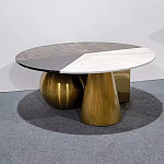 Дизайнерский журнальный стол с круглой столешницей на 3-х геометрических ножках Lehumod варинант исполнения - 1 | Loft Concept в Орле