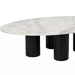 Кофейный столик овальный с мраморной столешницей на 4-х массивных ножках Demonstration of Taste варинант исполнения - 1 | Loft Concept в Орле