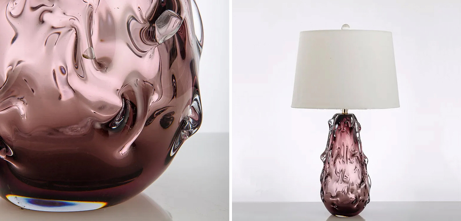 Настольная лампа с абажуром Bellamy Molten Glass Table Lamp Розовое стекло Настольная лампа с абажуром Bellamy Molten Glass Table Lamp Розовое стекло - Loft-Concept в Орле