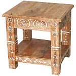 Кофейный стол из массива манго с резьбой Vallez Grey Mango Coffee Table варинант исполнения - 1 | Loft Concept в Орле