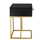 Приставной столик с резным узором на выдвижном ящике Black Table Carved Pattern варинант исполнения - 5 | Loft Concept в Орле