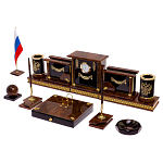 Настольный письменный набор с часами из природного камня обсидиана Royal Set варинант исполнения - 2 | Loft Concept в Орле