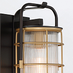 Настенный фонарь цилиндрической формы с рифленым стеклом в золотом каркасе на черном прямоугольном основании Eurofase варинант исполнения - 16 | Loft Concept в Орле