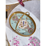 Блюдо овальное с ручкой и голубым фарфоровым дном с цветочным рисунком Blue Garden варинант исполнения - 2 | Loft Concept в Орле