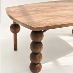 Обеденный стол деревянный с круглыми декоративными элементами на ножках Koko варинант исполнения - 4 | Loft Concept в Орле