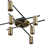 Потолочный светильник с 10-ю цилиндрическими плафонами цвета латунь TRIBES CHANDELIER варинант исполнения - 2 | Loft Concept в Орле