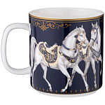 Кружка из фарфора синяя с изображением лошадей 400 мл Porcelain Horse Set варинант исполнения - 1 | Loft Concept в Орле