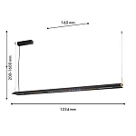 Подвесной светильник линейный вытянутой формы с черным матовым корпусом и золотистыми акцентами Line Pendant варинант исполнения - 1 | Loft Concept в Орле