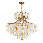 Люстра подвесная с белыми и золотыми круглыми подвесками Диаметр 70 см SHELL Chandelier варинант исполнения - 1 | Loft Concept в Орле