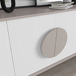 Комод бежево-белый с 4-мя дверцами c декором в виде бежевого круглого элемента на фасаде GORA CONSOLE 180CM LIGHT MOCHA варинант исполнения - 4 | Loft Concept в Орле