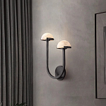 Бра с 2-мя мраморными плафонами на черном корпусе Light Warm Light варинант исполнения - 2 | Loft Concept в Орле