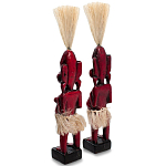 Комплект из 2-х деревянных статуэток Asmat Straw Headdress Statuettes Red варинант исполнения - 2 | Loft Concept в Орле