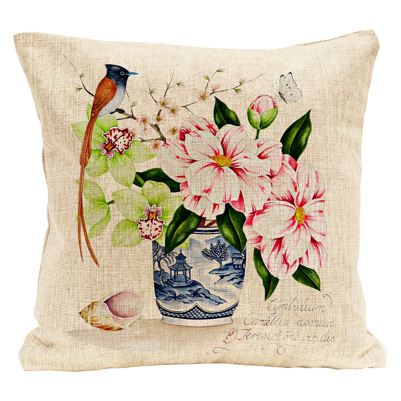 Декоративная подушка Camellias Pillow Мульти Бежевый Декоративная подушка Camellias Pillow Мульти Бежевый в Орле | Loft Concept