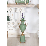 Ваза зеленого цвета из фарфора на высокой подставке с бронзовыми ручками Eden Garden porcelain and bronze варинант исполнения - 4 | Loft Concept в Орле