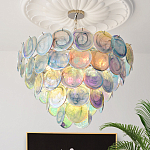 Люстра с каскадом из круглых разноцветных стеклянных дисков Mother of Pearl Iridescence варинант исполнения - 1 | Loft Concept в Орле