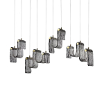 Подвесной светильник линейный с плафонами волнистой формы из фактурного стекла Big Wave варинант исполнения - 2 | Loft Concept в Орле