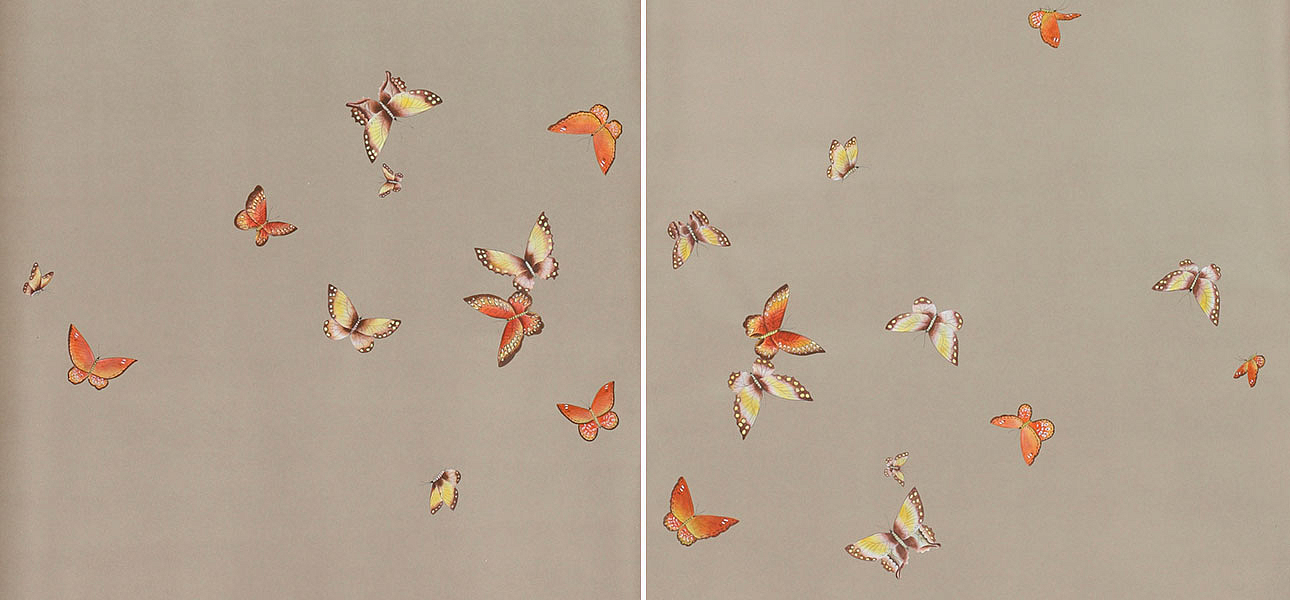 Обои ручная роспись Butterflies Echo on dyed paper Обои ручная роспись Butterflies Echo on dyed paper - Loft-Concept в Орле