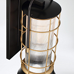 Настенный фонарь цилиндрической формы с рифленым стеклом в золотом каркасе на черном прямоугольном основании Eurofase варинант исполнения - 4 | Loft Concept в Орле