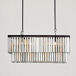 Люстра линейная прямоугольная с подвесками из натурального перламутра Nacre варинант исполнения - 2 | Loft Concept в Орле