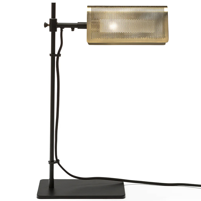 Настольная лампа с плафоном из перфорированного металла Elledge Table Lamp Латунь Черный Настольная лампа с плафоном из перфорированного металла Elledge Table Lamp Латунь Черный в Орле | Loft Concept