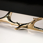 Дизайнерский комод чёрный глянцевый с основанием в виде золотых ветвей Meta Credenza  варинант исполнения - 2 | Loft Concept в Орле