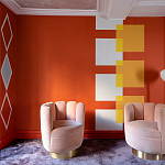 Обои ручная роспись Chez Nina by India Mahdavi Lantana colourway on Arancio dyed silk варинант исполнения - 2 | Loft Concept в Орле