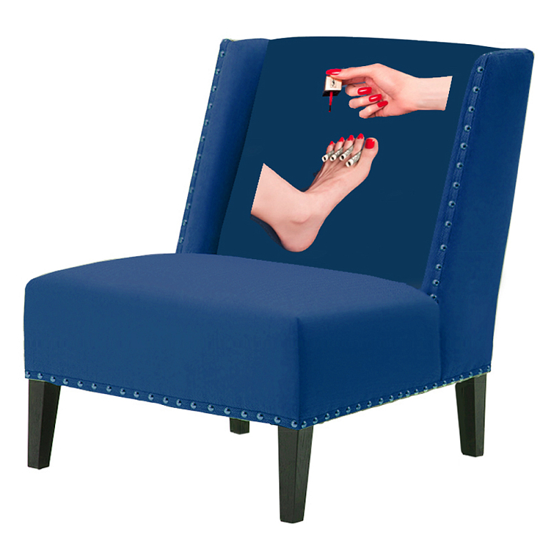 FUN Armchair "Pedicure" Blue Дизайнерское кресло с цветным принтом Сапфирово-синий FUN Armchair "Pedicure" Blue Дизайнерское кресло с цветным принтом Сапфирово-синий в Орле | Loft Concept