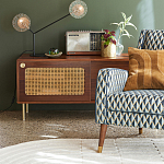 ТВ-тумба из ореха с плетеным декором Eland Wooden Wicker TV Stand варинант исполнения - 3 | Loft Concept в Орле