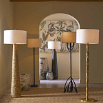 Торшер с фактурным массивным корпусом и тканевым цилиндрическим абажуром Textured Monolith варинант исполнения - 5 | Loft Concept в Орле