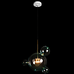 Подвесной светильник с прозрачными бирюзовыми стеклянными шарами и золотыми деталями Диаметр 43 Giopato & Coombes варинант исполнения - 2 | Loft Concept в Орле