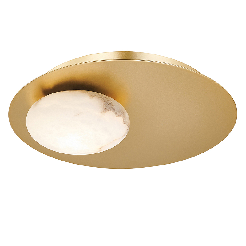 Бра с овальным основанием золотого цвета  и плафоном из алебастра Shaw Lighting Серый Золотой в Орле | Loft Concept 